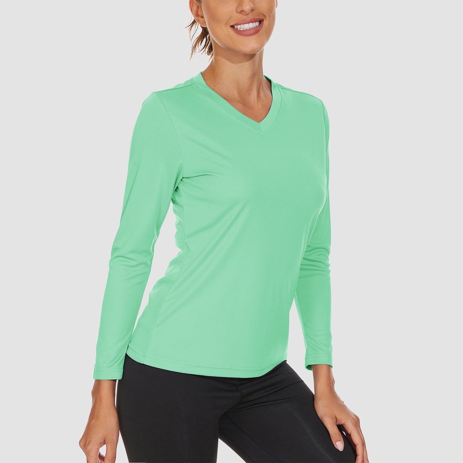 Women's Long Sleeve UPF 50+ V-Neck Hiking & Workout Shirt
