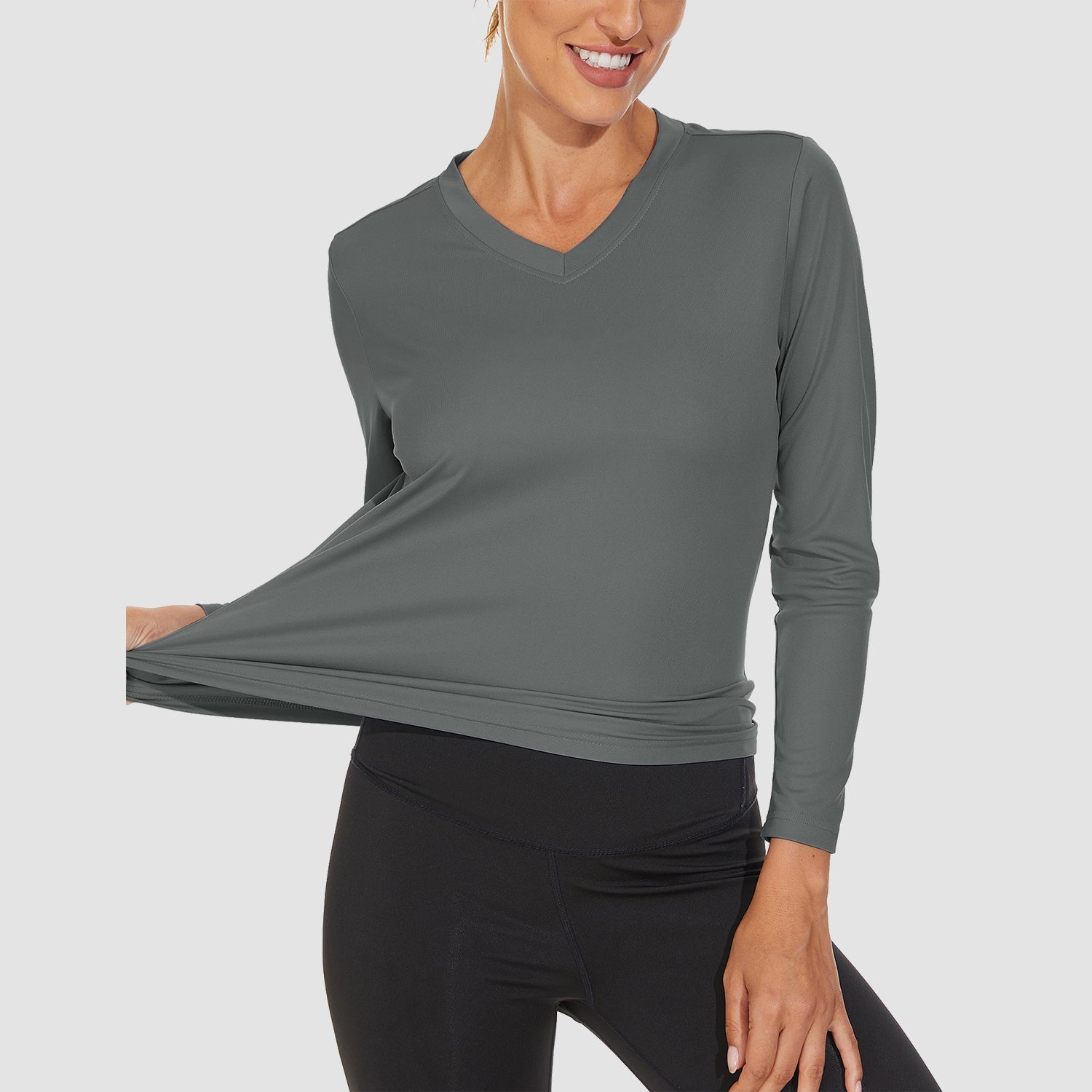 Women's Long Sleeve UPF 50+ V-Neck Hiking & Workout Shirt