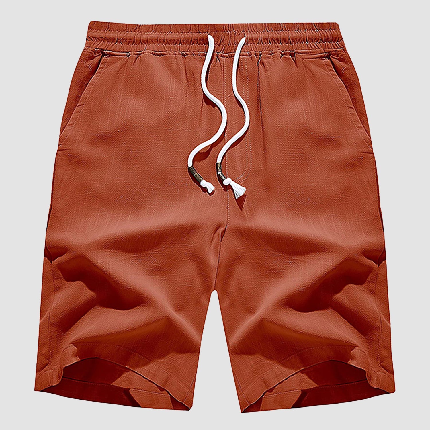 Men's Linen Cotton Shorts - Drawstring, Elastic Waist - veyora