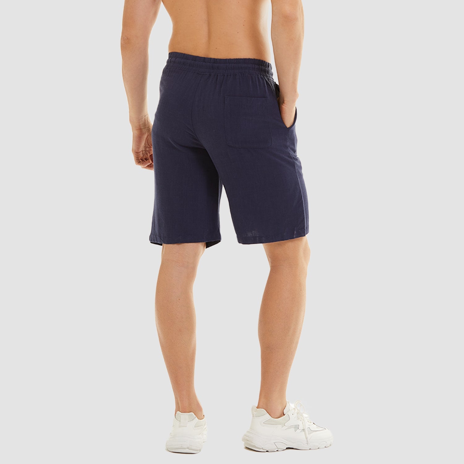 Men's Linen Cotton Shorts - Drawstring, Elastic Waist - veyora