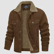 Men's Corduroy Jacket - Sherpa - Lined Winter Coat - veyora