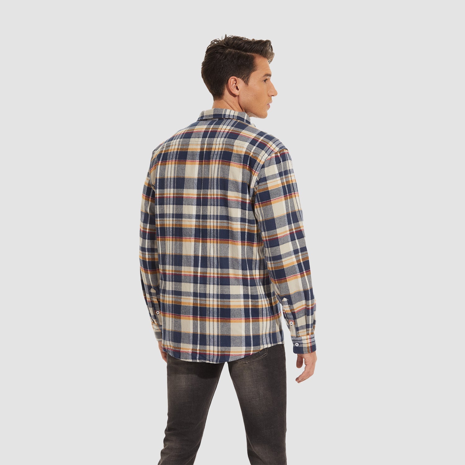 Men's Long Sleeve Cotton Plaid Flannel Shirt