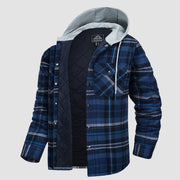 Men's Quilted Flannel Jacket with Hood – Warm & Casual - veyora