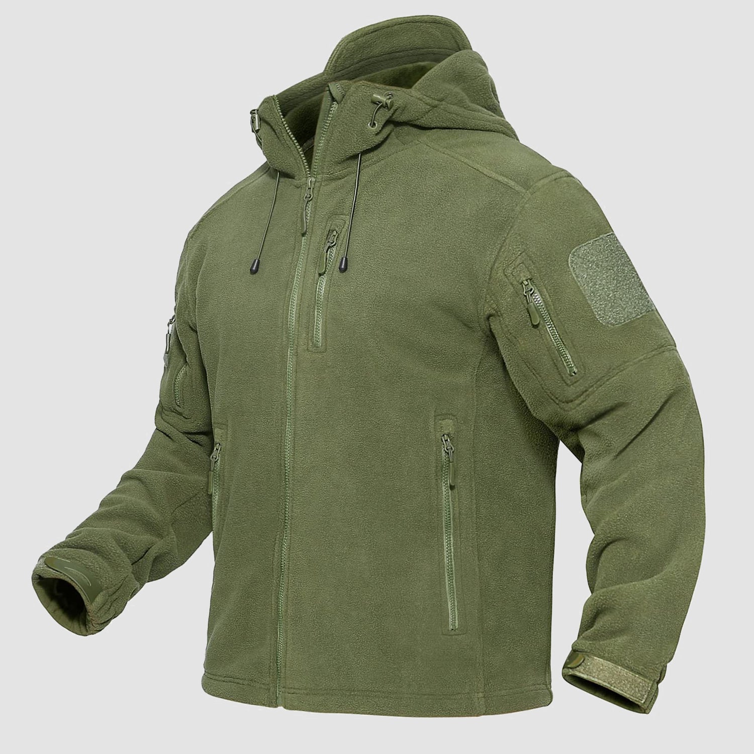 Men's Fleece Hoodie Zip Jacket Military Tactical Coat - veyora