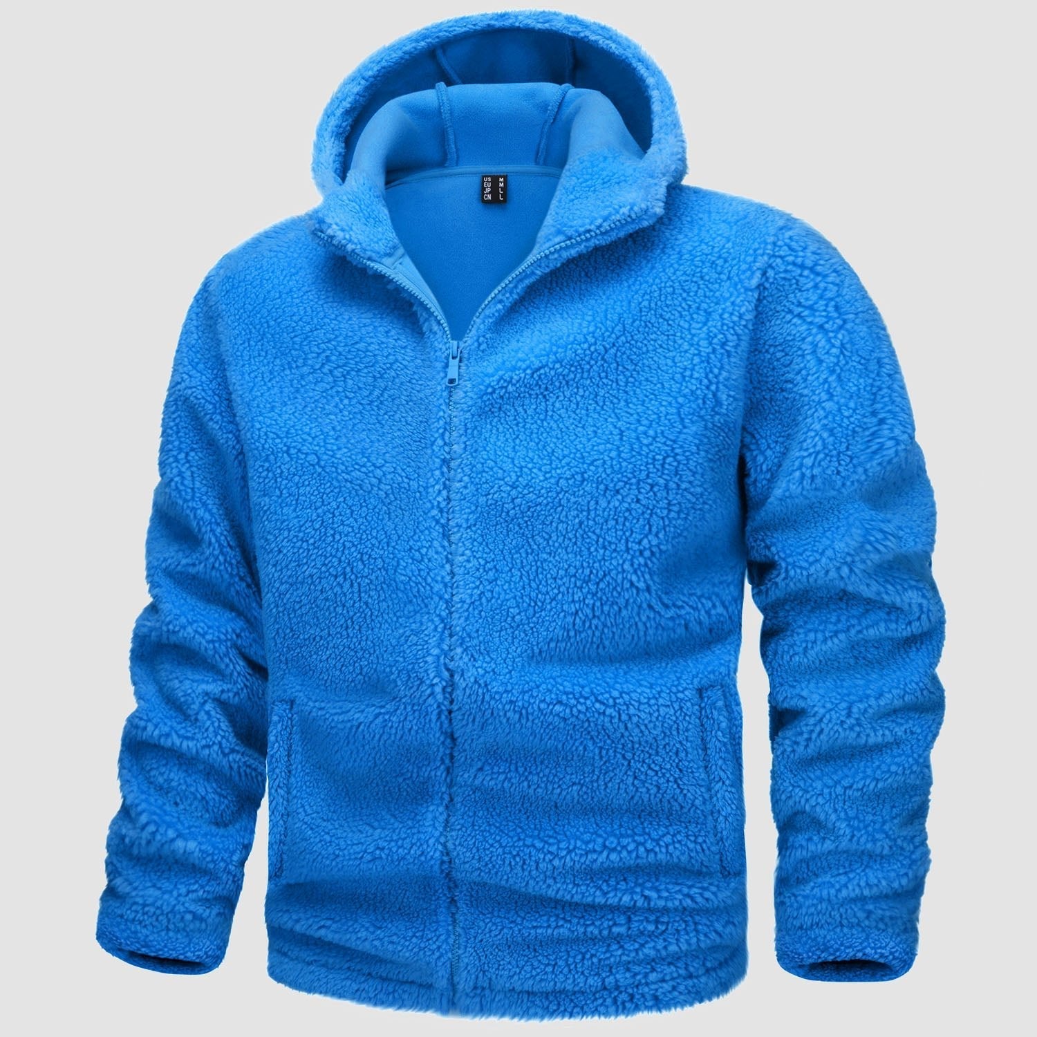 Men's Fleece Hoodie Sherpa Jacket Full Zip with 4 Pockets - veyora