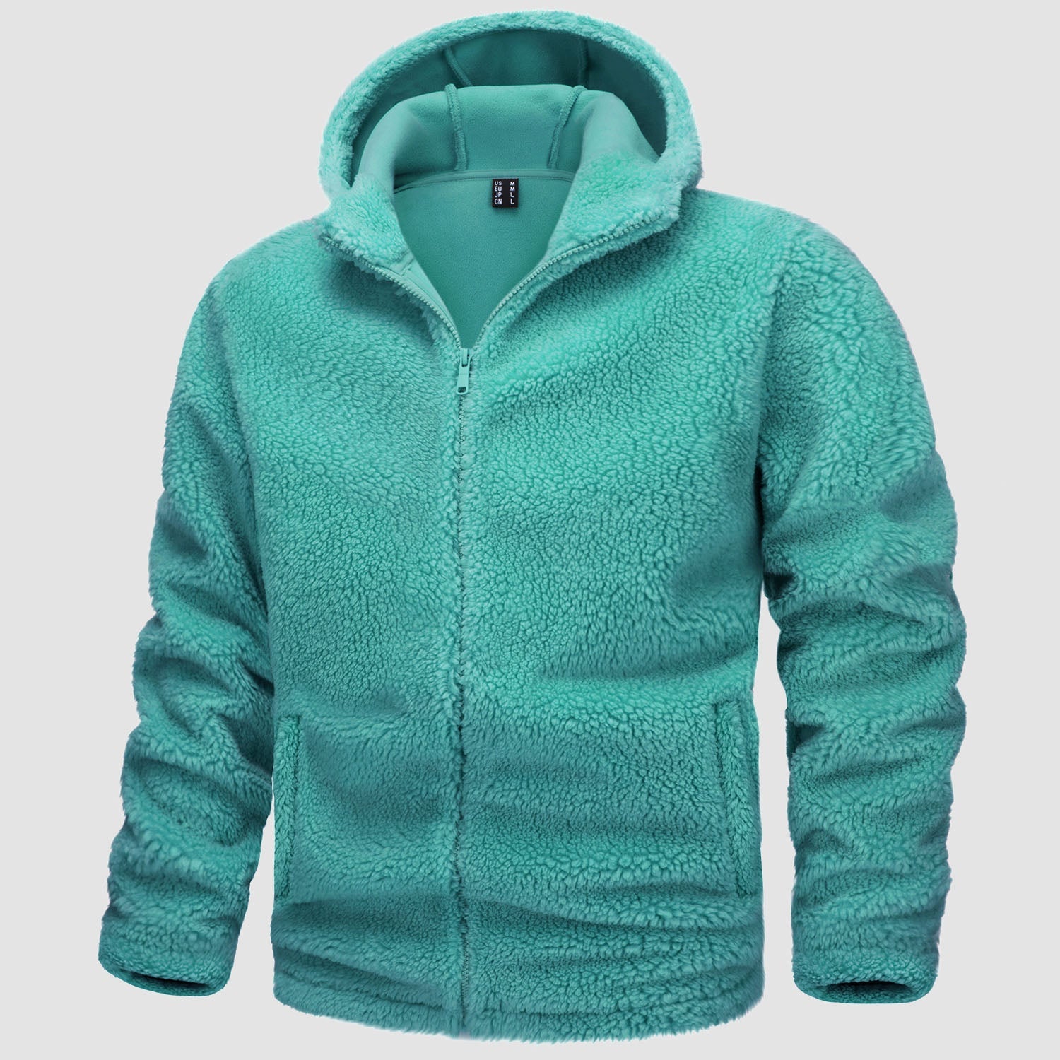 Men's Fleece Hoodie Sherpa Jacket Full Zip with 4 Pockets