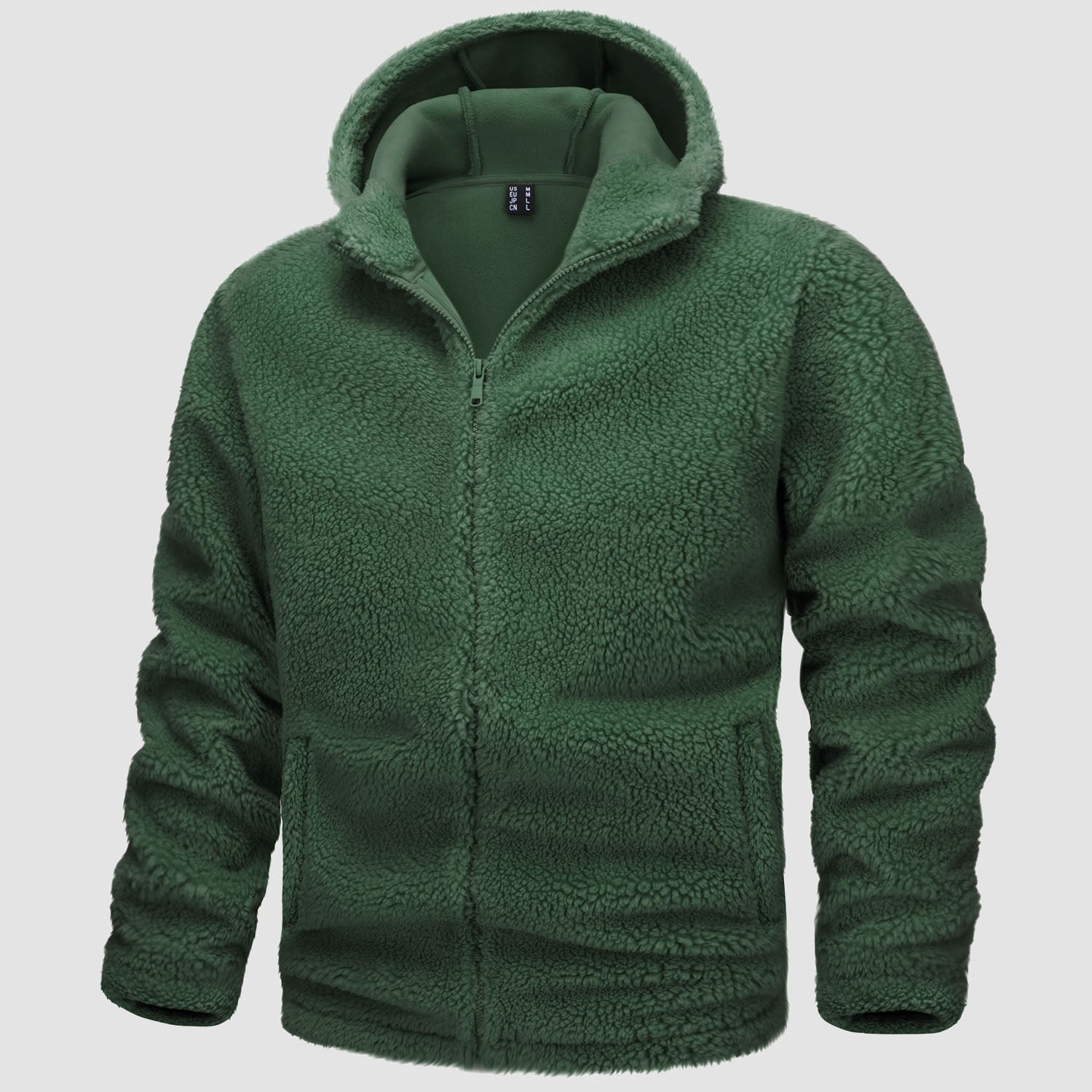 Men's Fleece Hoodie Sherpa Jacket Full Zip with 4 Pockets - veyora