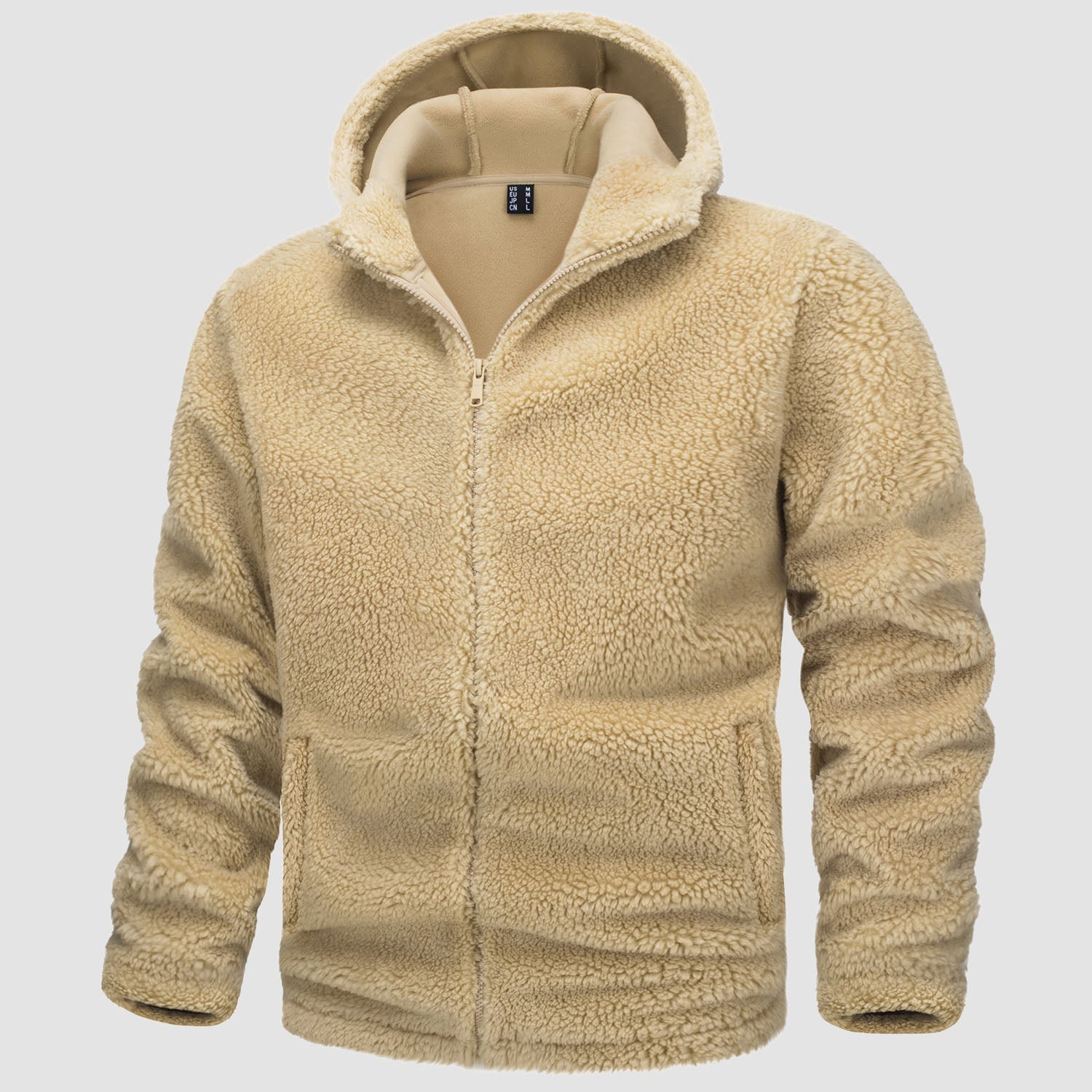 Men's Fleece Hoodie Sherpa Jacket Full Zip with 4 Pockets
