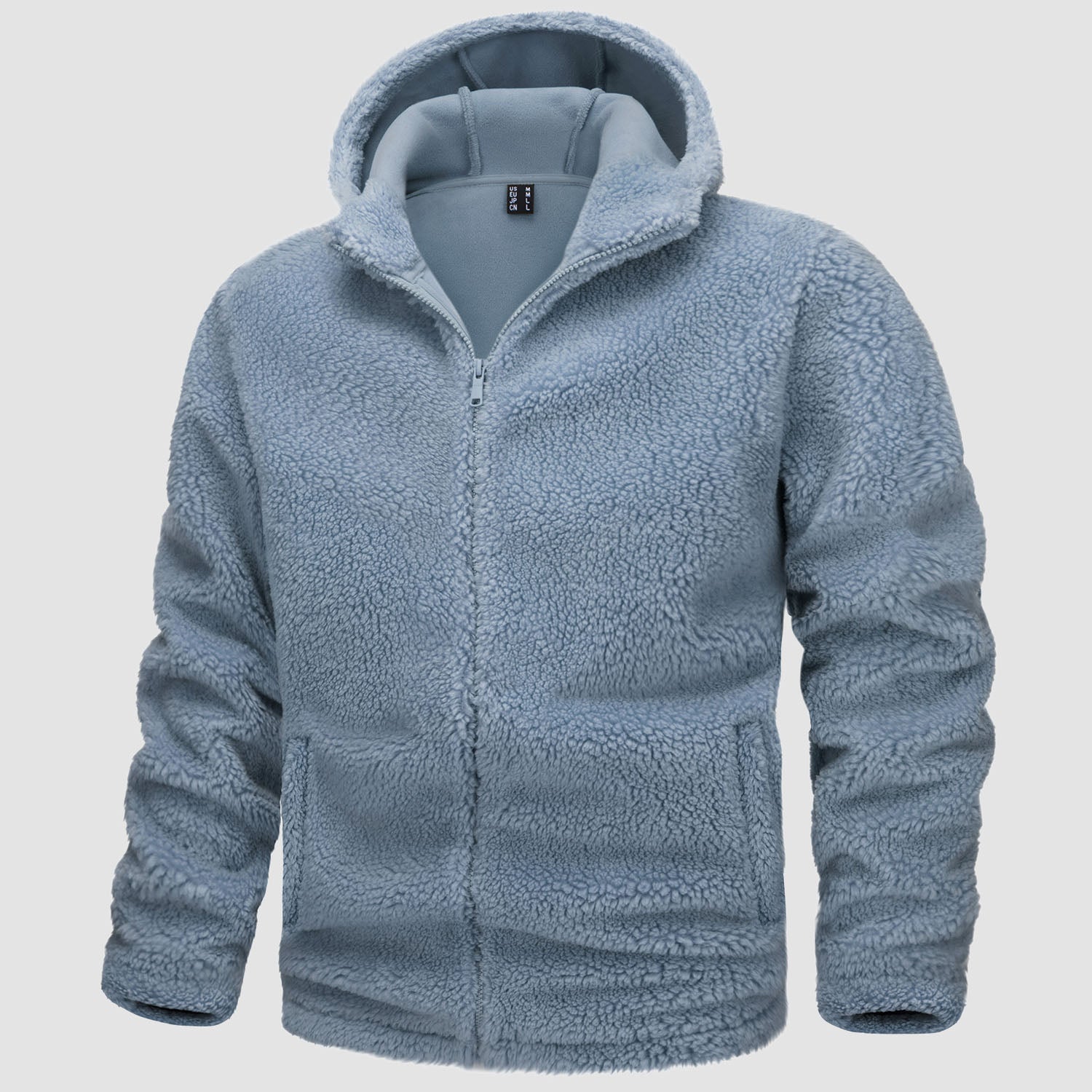 Men's Fleece Hoodie Sherpa Jacket Full Zip with 4 Pockets - veyora
