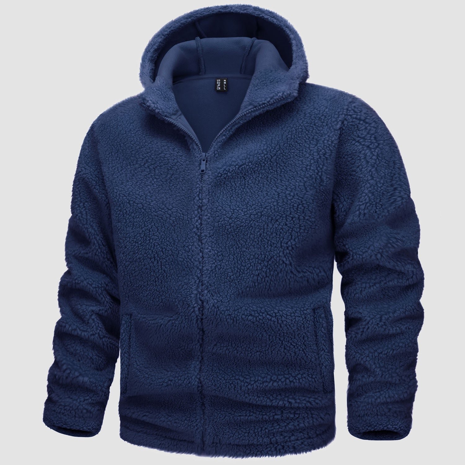 Men's Fleece Hoodie Sherpa Jacket Full Zip with 4 Pockets - veyora