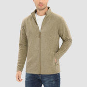 Men's Fleece Jacket Zip Up Stand Collar Coat - veyora