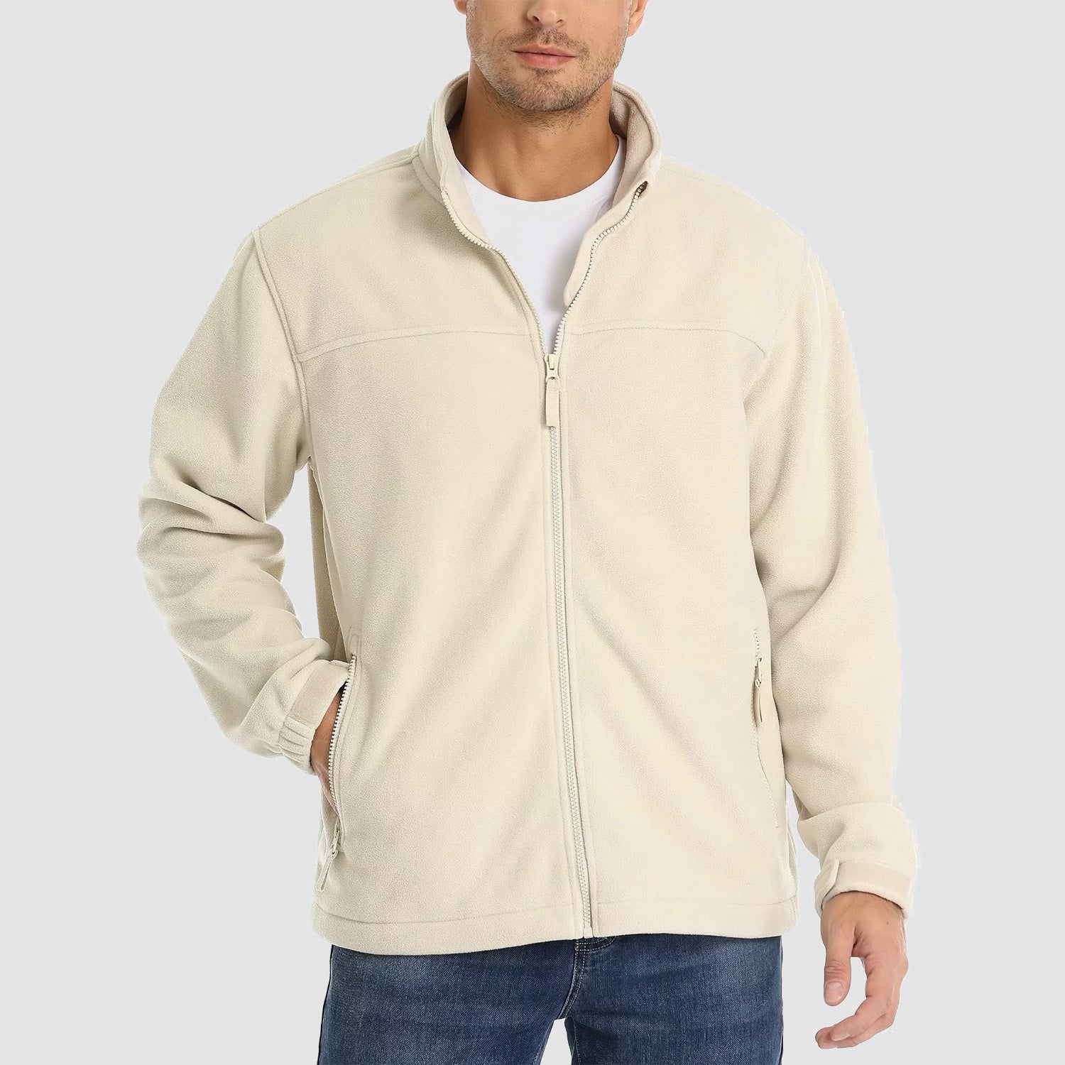 Men's Fleece Jacket Full Zip Lightweight Casual Jacket - veyora