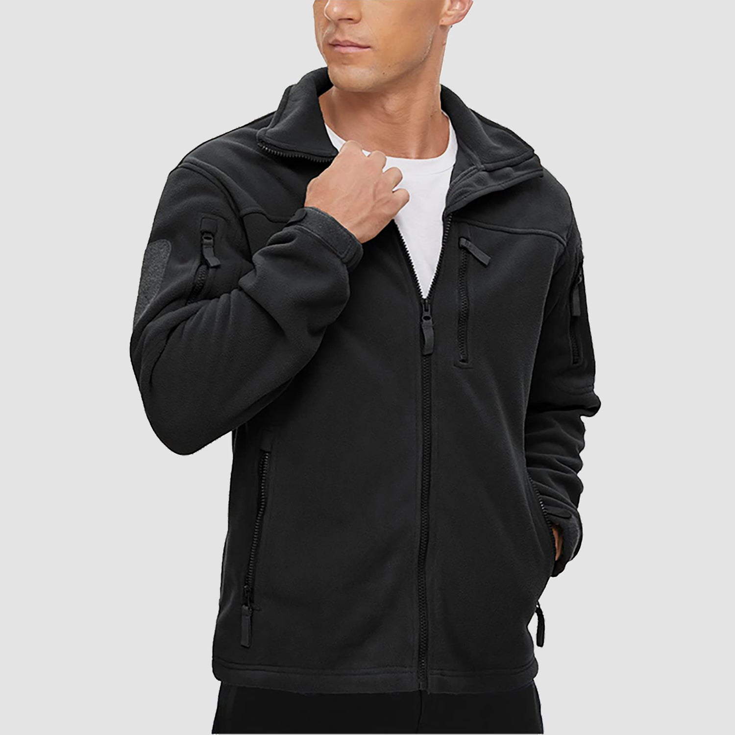 Men's Fleece Tactical Jacket Stand Collar Military Field Jackets - veyora