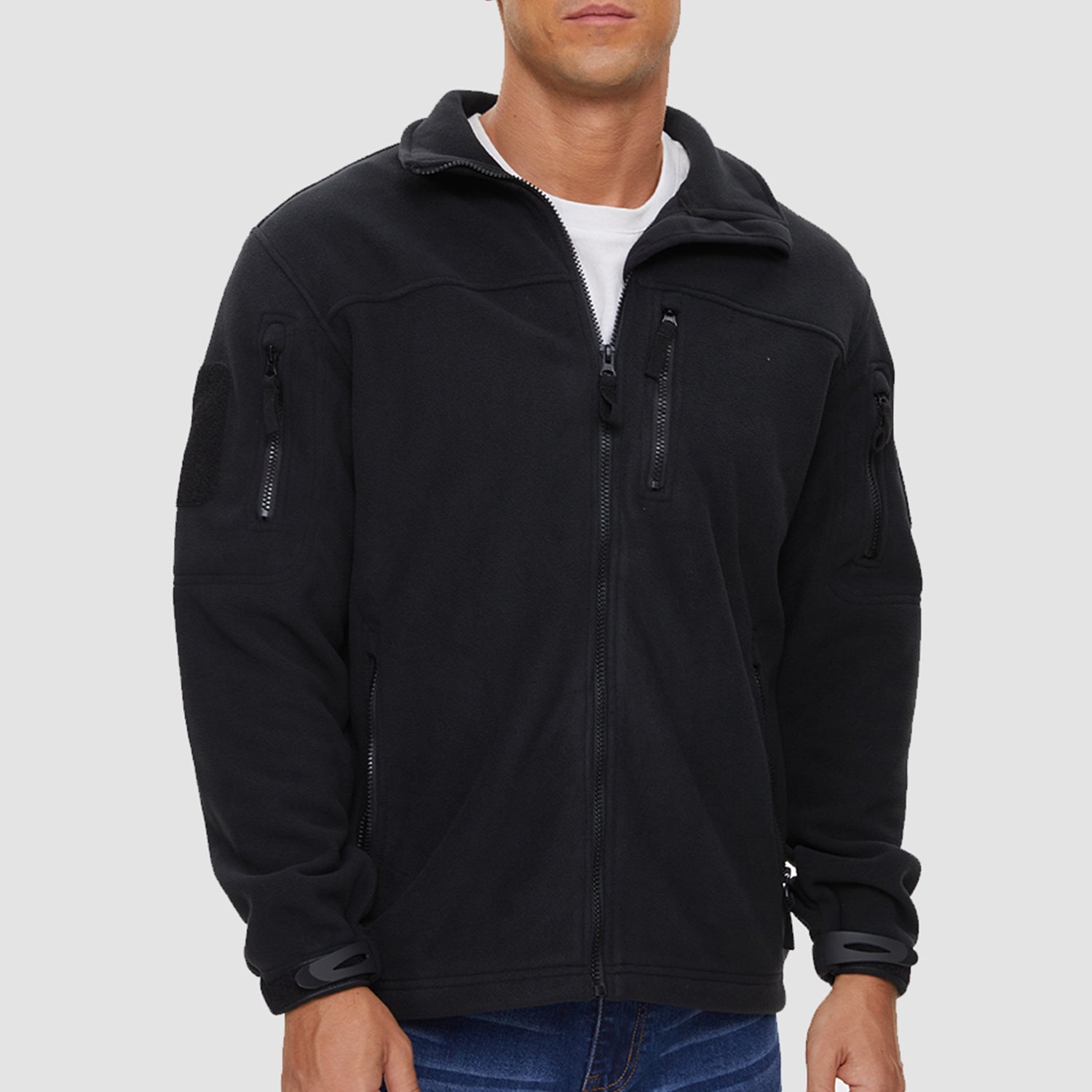 Men's Fleece Tactical Jacket Stand Collar Military Field Jackets - veyora