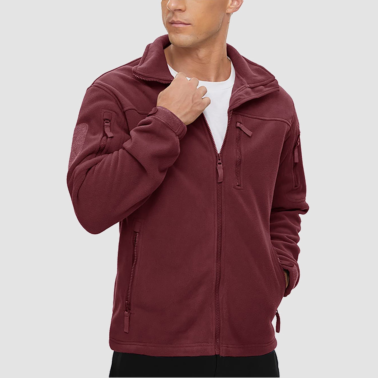 Men's Fleece Tactical Jacket Stand Collar Military Field Jackets - veyora