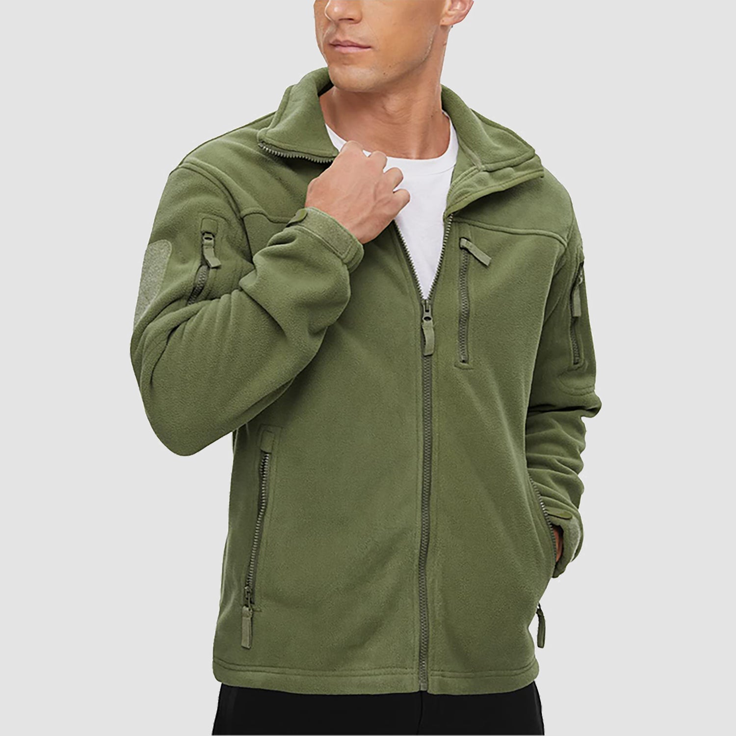 Men's Fleece Tactical Jacket Stand Collar Military Field Jackets - veyora