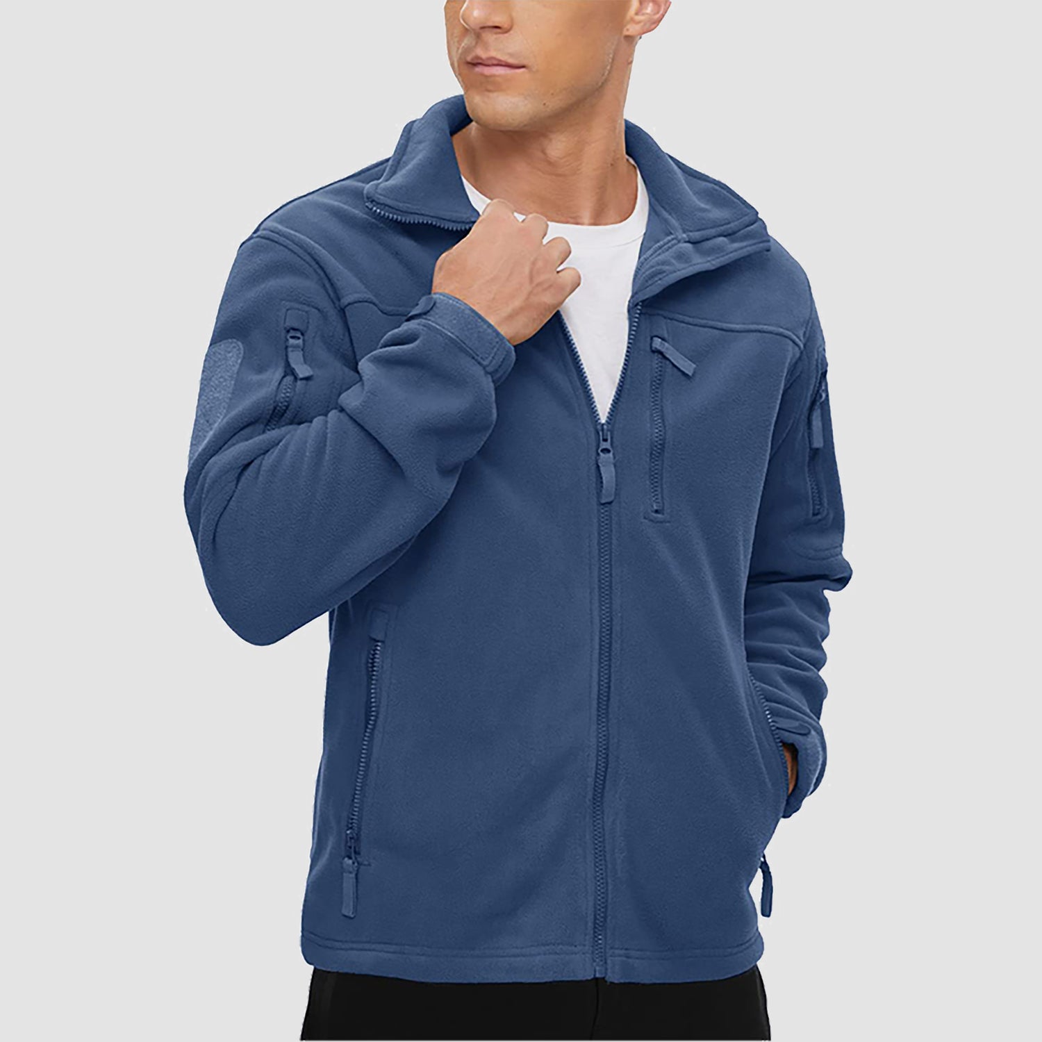 Men's Fleece Tactical Jacket Stand Collar Military Field Jackets - veyora