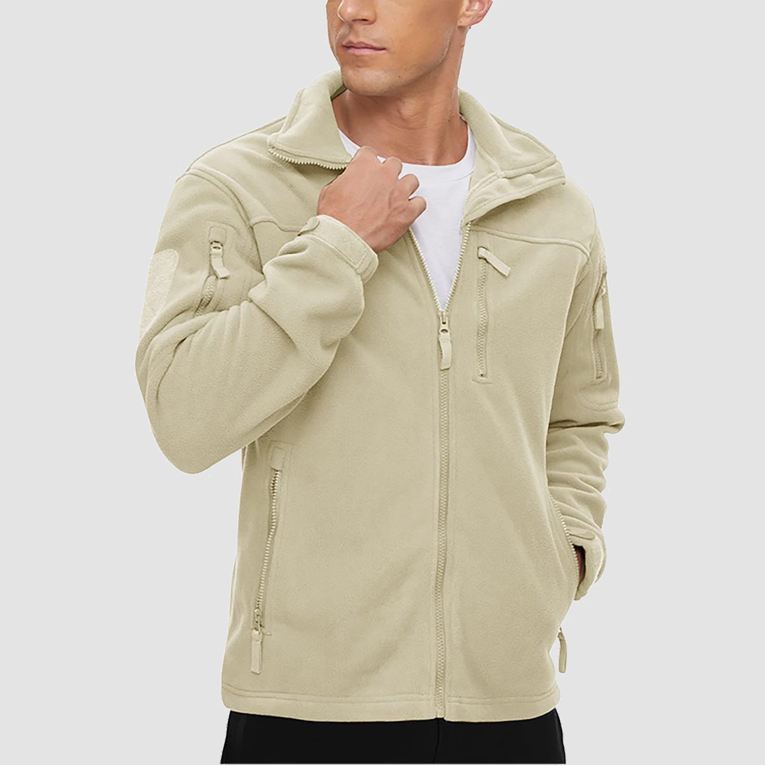 Men's Fleece Tactical Jacket Stand Collar Military Field Jackets - veyora