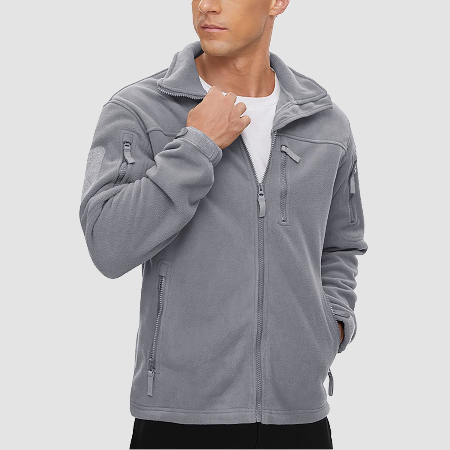 Men's Fleece Tactical Jacket Stand Collar Military Field Jackets - veyora