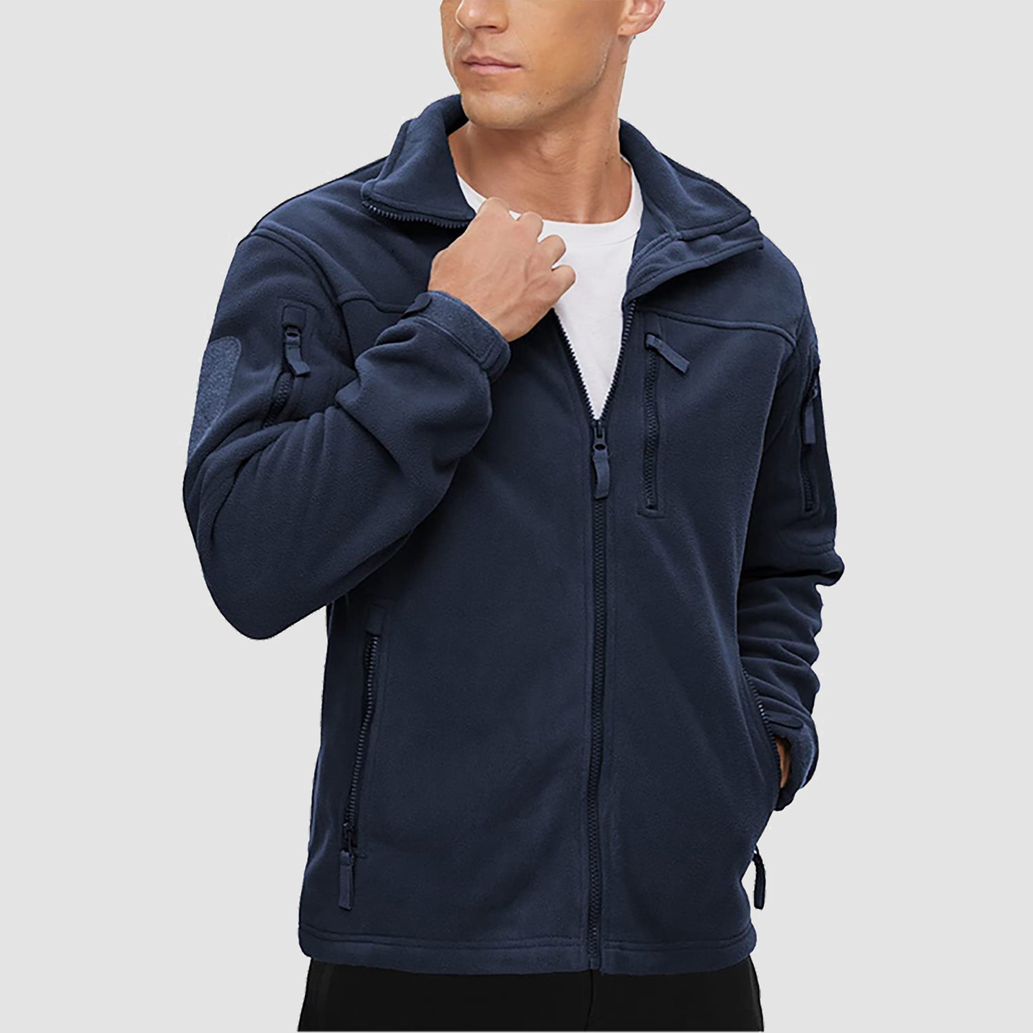 Men's Fleece Tactical Jacket Stand Collar Military Field Jackets - veyora