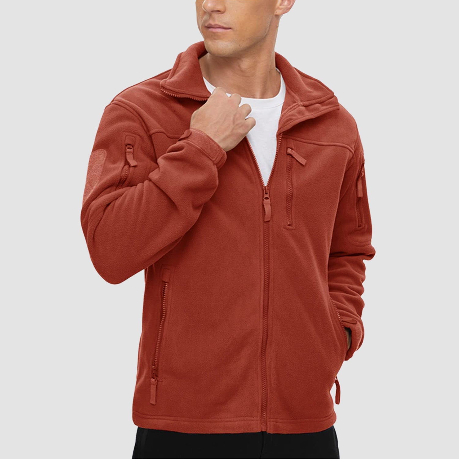 Men's Fleece Tactical Jacket Stand Collar Military Field Jackets - veyora