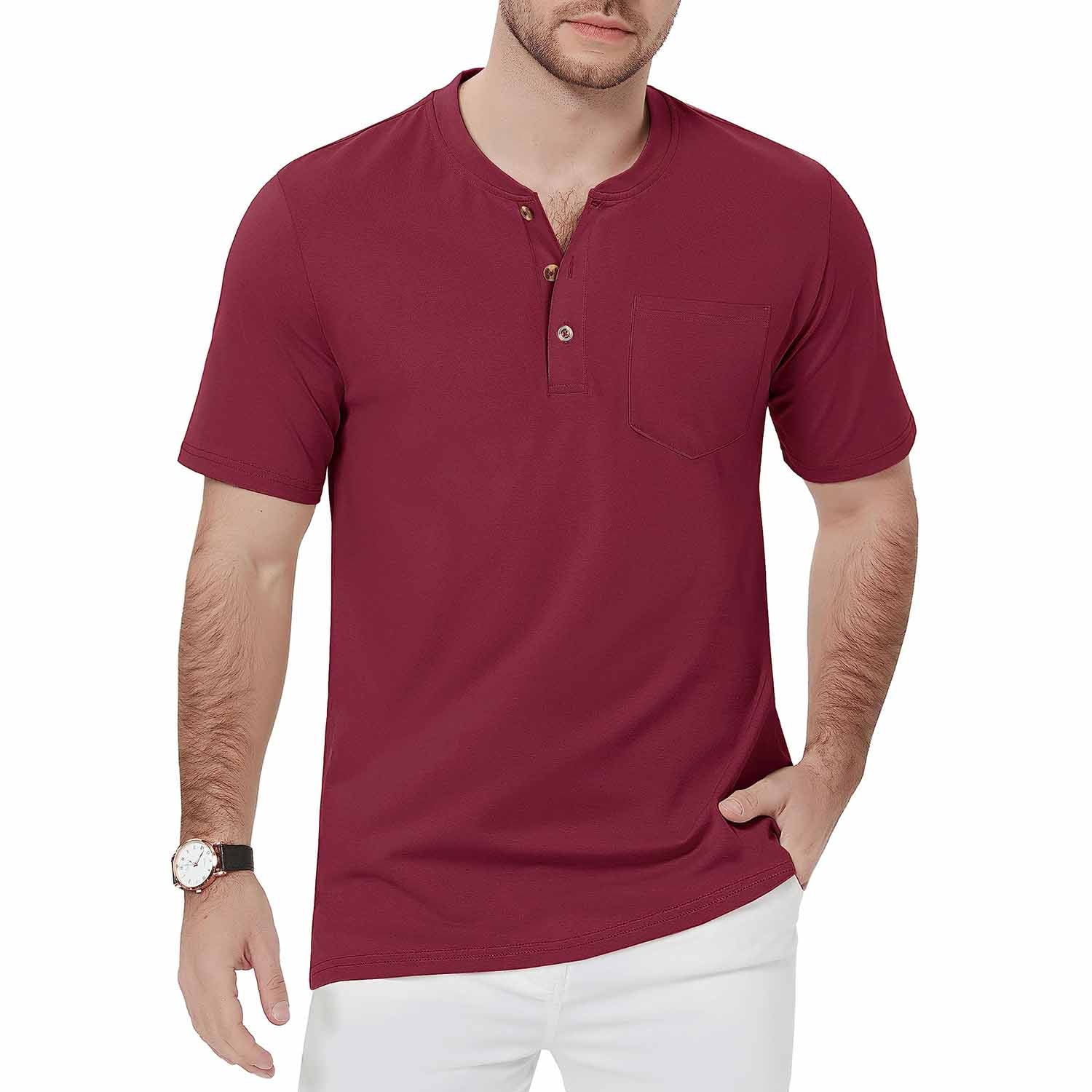 Men's Slim Fit Short Sleeve Sun Protection Henley Shirt