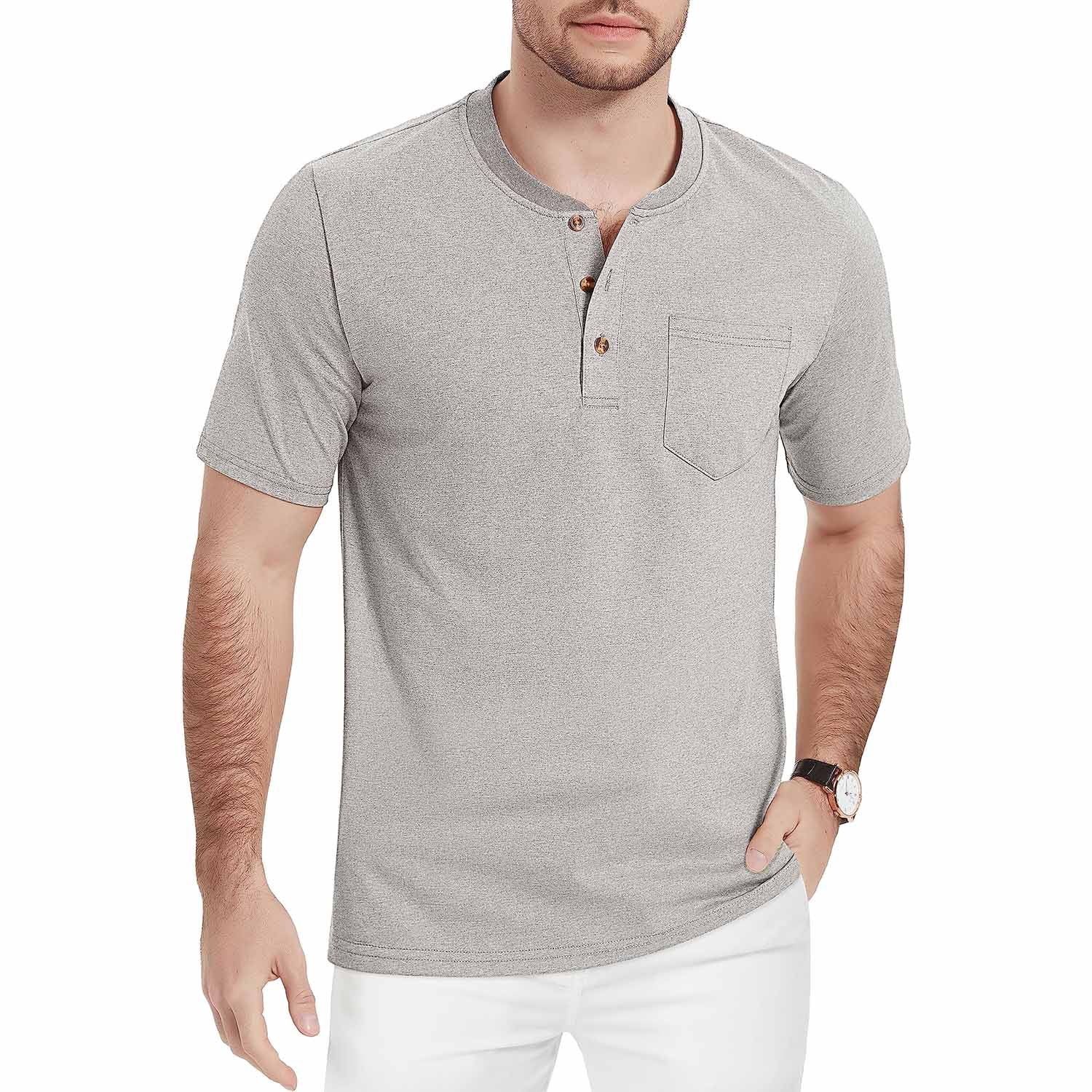 Men's Slim Fit Short Sleeve Sun Protection Henley Shirt
