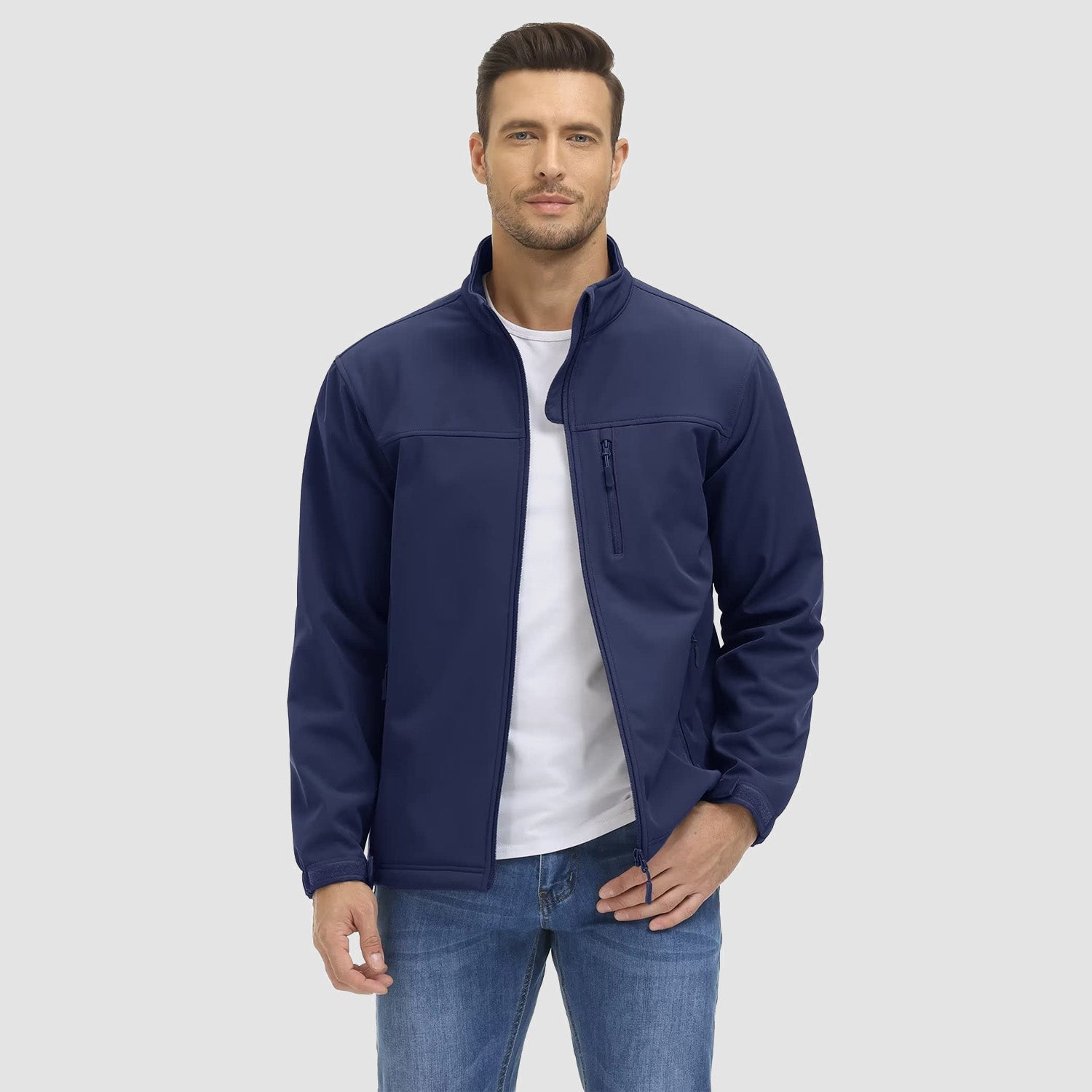 Men's Fleece Lined Jacket Lightweight Waterproof Jacket - veyora