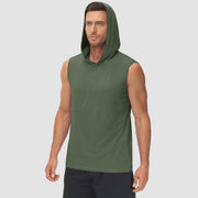 Men's Hooded Tank Sleeveless Sports Dressy Turquoise Tops - veyora