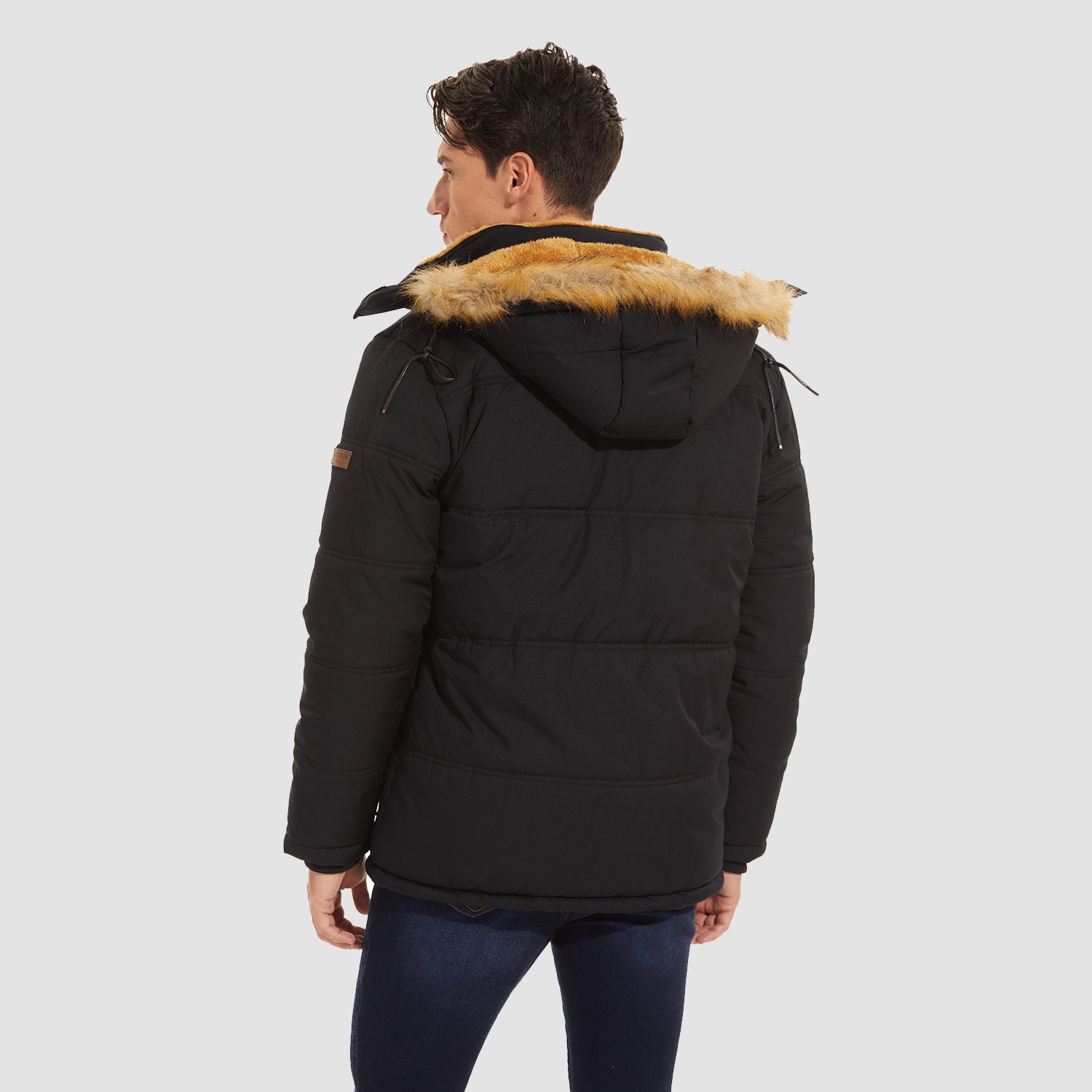 Men's Fleece Lined Parka Jacket - Hooded Puffer Warm Coat - veyora