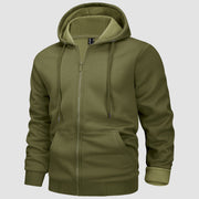 Men's Fleece Hoodie Bomber Jacket - Zip Up Sweatshirt - veyora