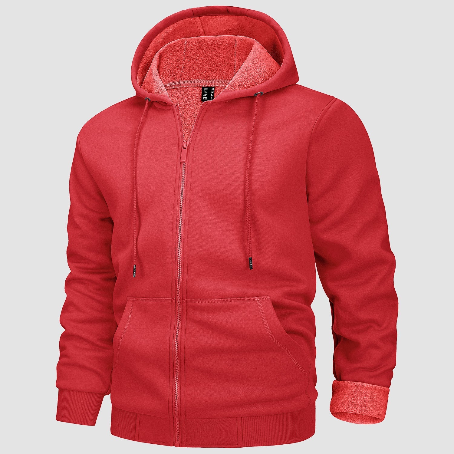 Men's Fleece Hoodie Bomber Jacket - Zip Up Sweatshirt - veyora