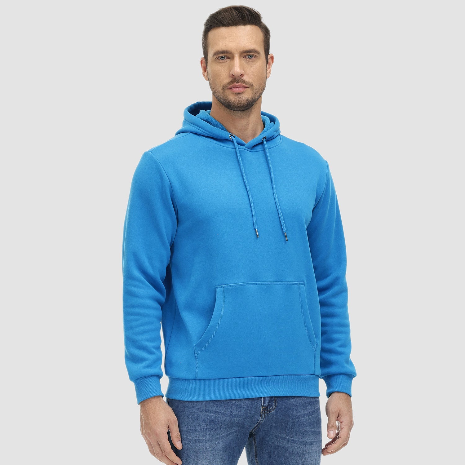Cozy Men’s Fleece Lined Workout Hoodie with Kangaroo Pocket - veyora