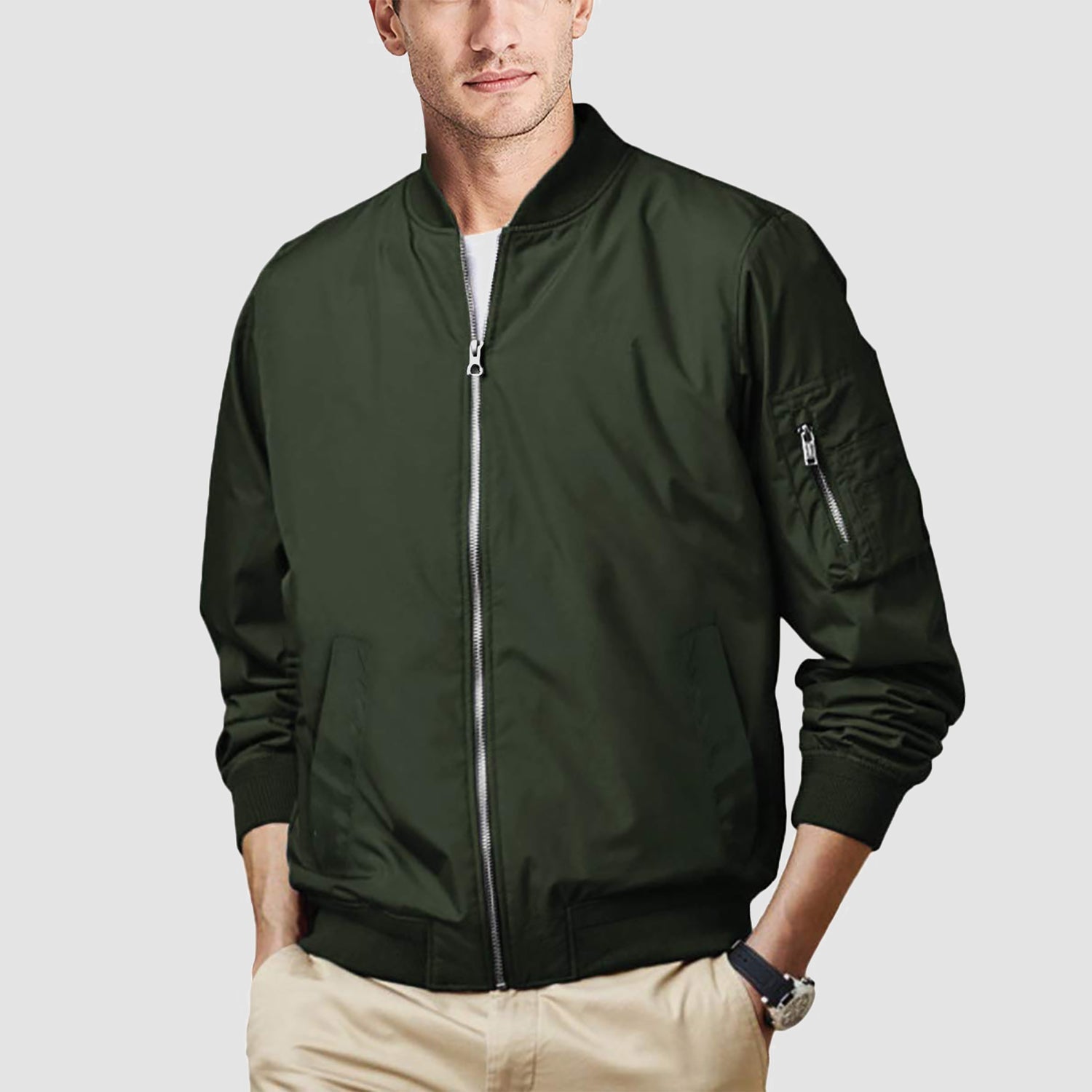 Men's Bomber Jacket Lightweight Windproof Casual Jacket - veyora