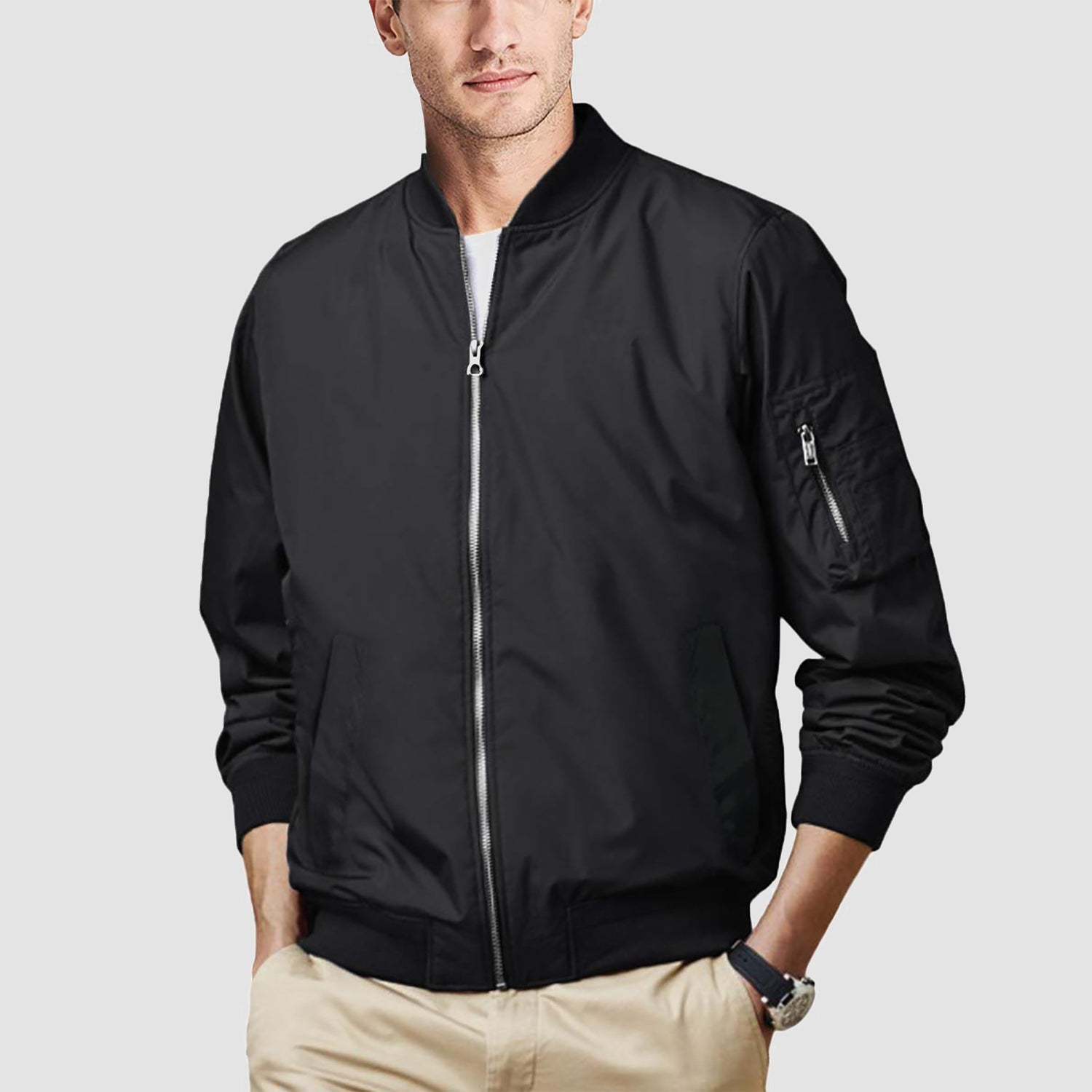 Men's Bomber Jacket Lightweight Windproof Casual Jacket - veyora