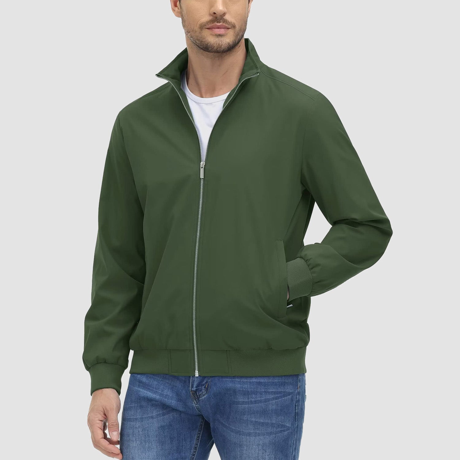 Men's Jacket Stand Collar Lightweight Windproof Outwear