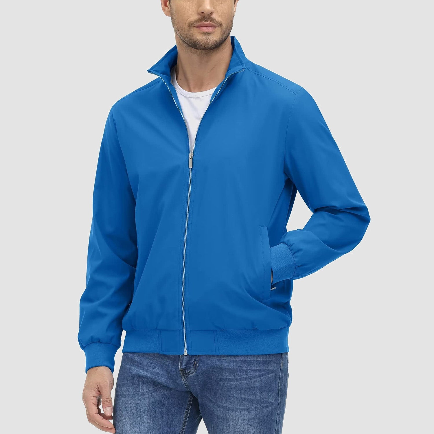 Men's Jacket Stand Collar Lightweight Windproof Outwear
