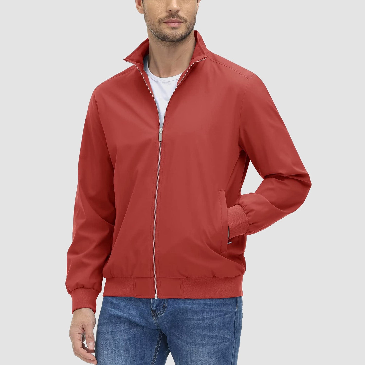 Men's Jacket Stand Collar Lightweight Windproof Outwear