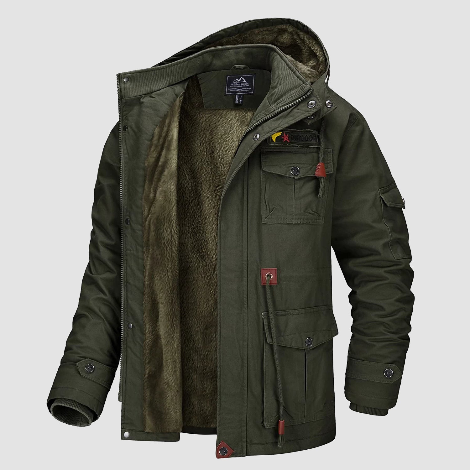Men's Fleece Lined Winter Military Jacket Parka - veyora