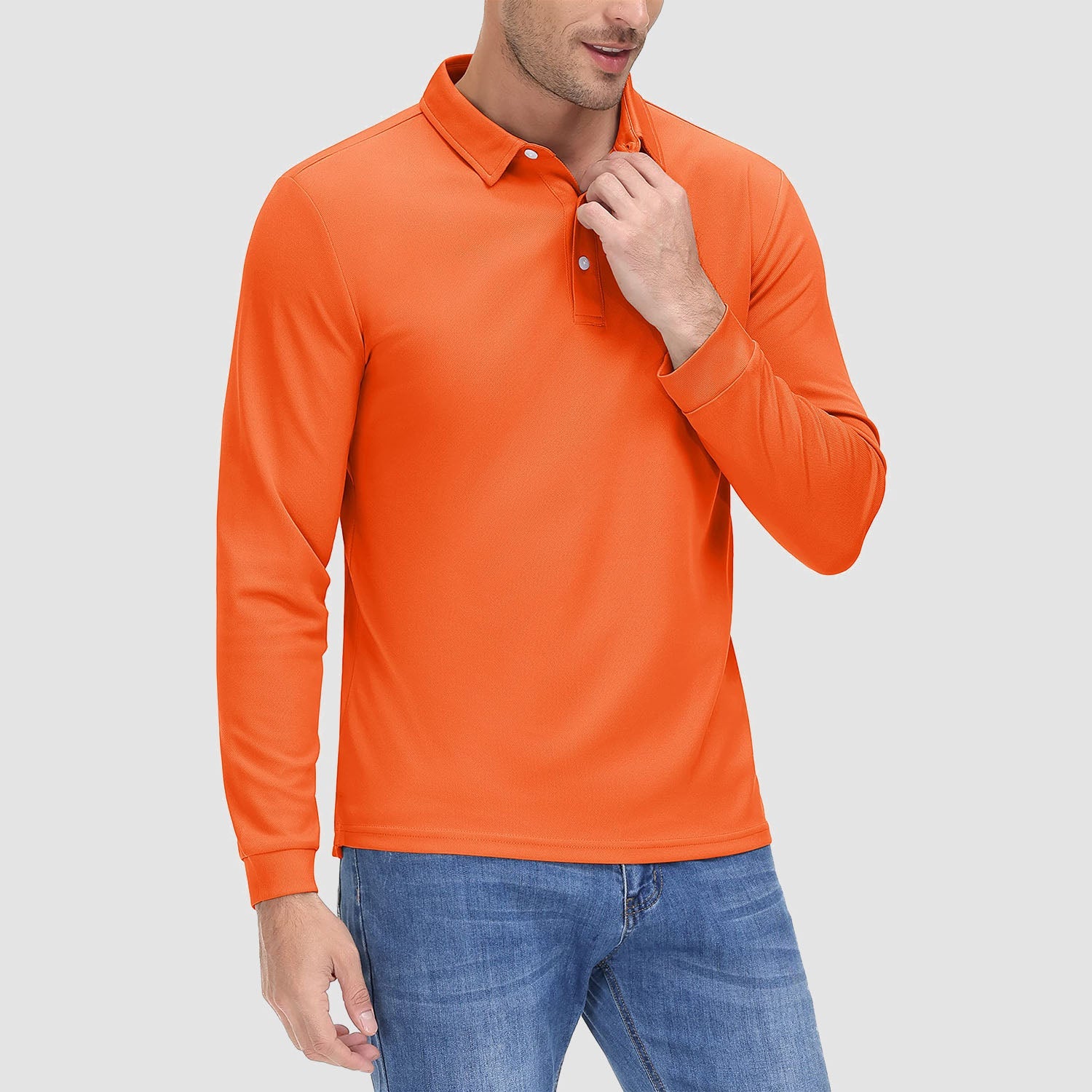 Men's Long Sleeve Quick - Dry Polo Shirt UPF Sun Protection - veyora