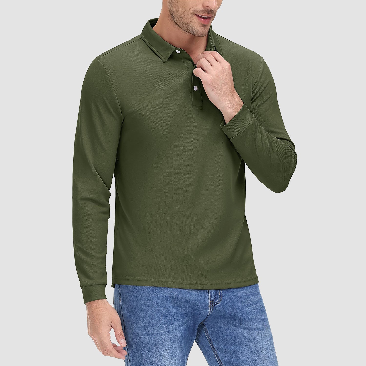 Men's Long Sleeve Quick - Dry Polo Shirt UPF Sun Protection - veyora