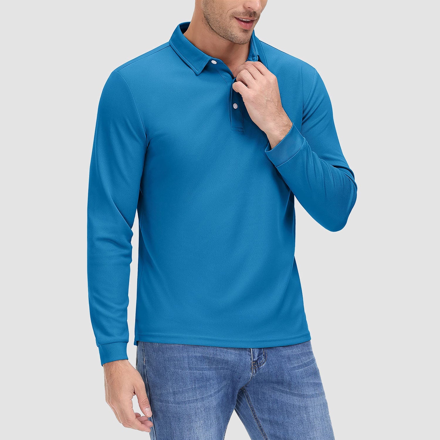 Men's Long Sleeve Quick - Dry Polo Shirt UPF Sun Protection - veyora