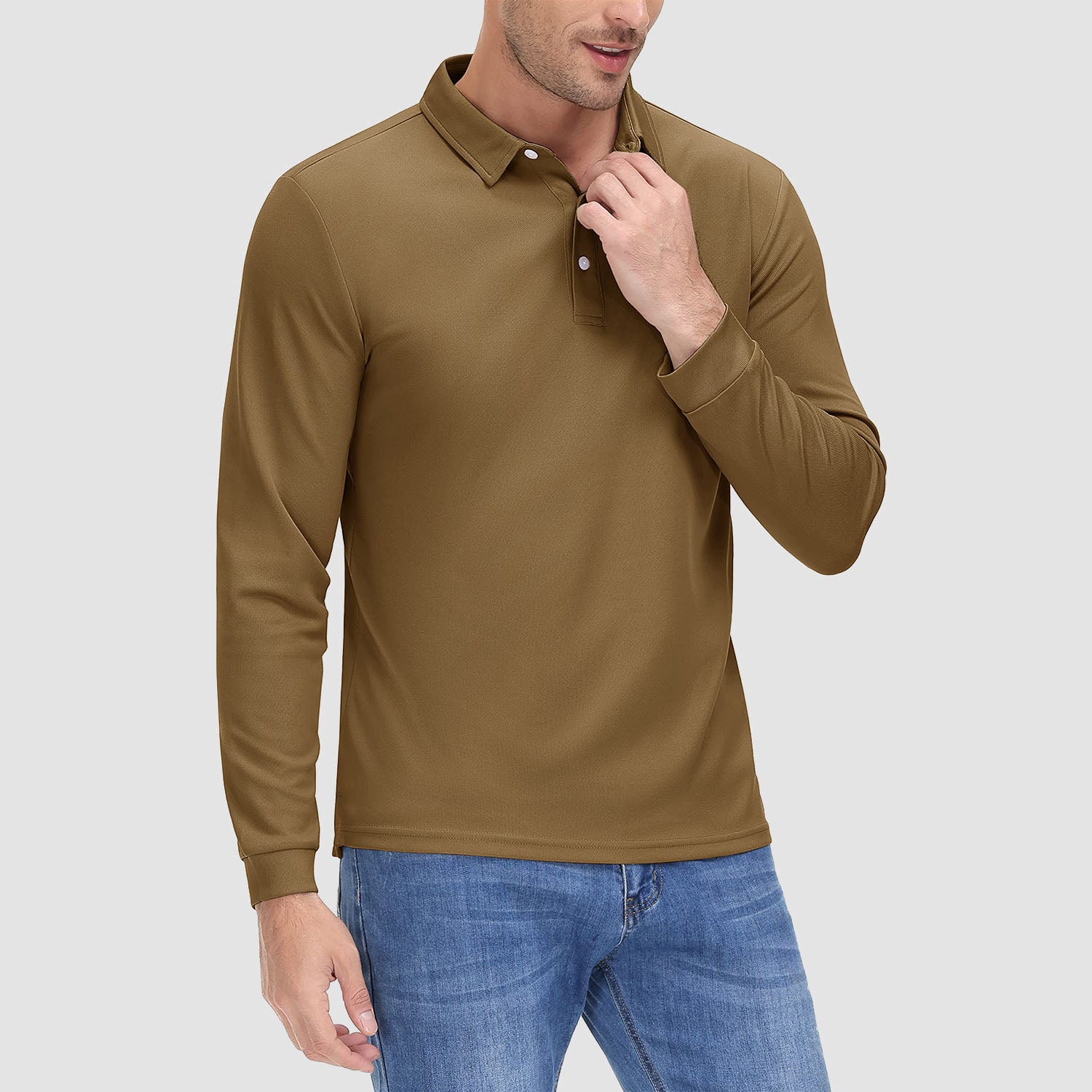 Men's Long Sleeve Quick - Dry Polo Shirt UPF Sun Protection - veyora