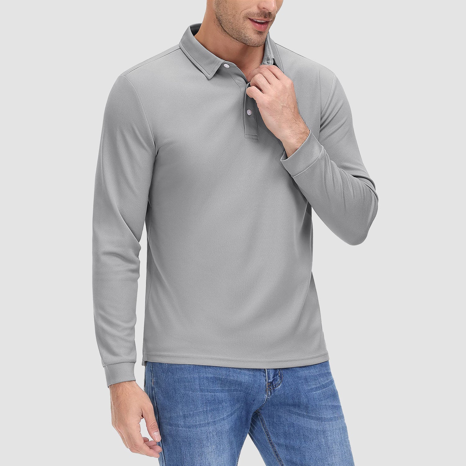 Men's Long Sleeve Quick - Dry Polo Shirt UPF Sun Protection - veyora