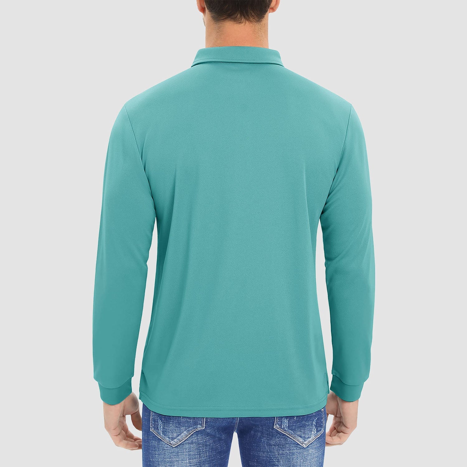 Men's Long Sleeve Quick - Dry Polo Shirt UPF Sun Protection - veyora