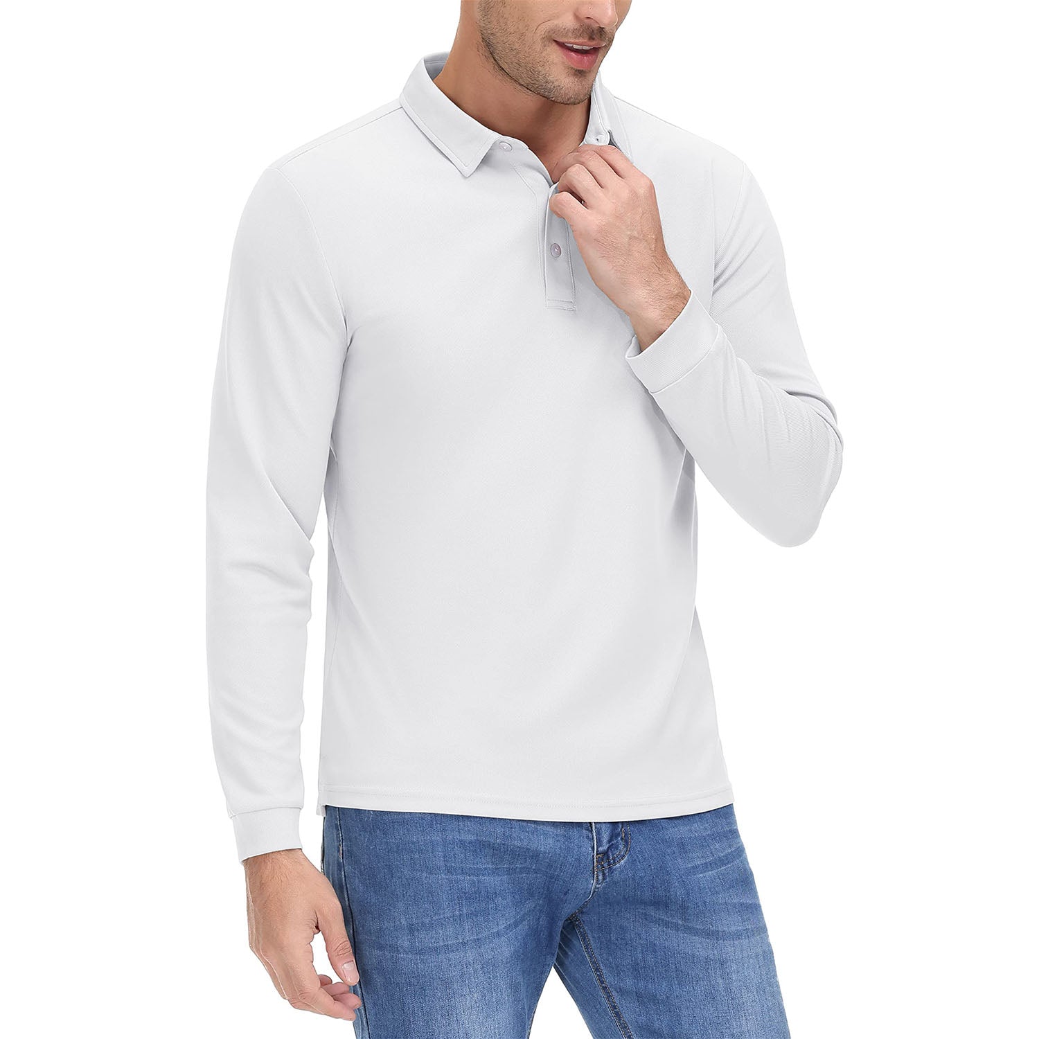 Men's Long Sleeve Quick - Dry Polo Shirt UPF Sun Protection - veyora