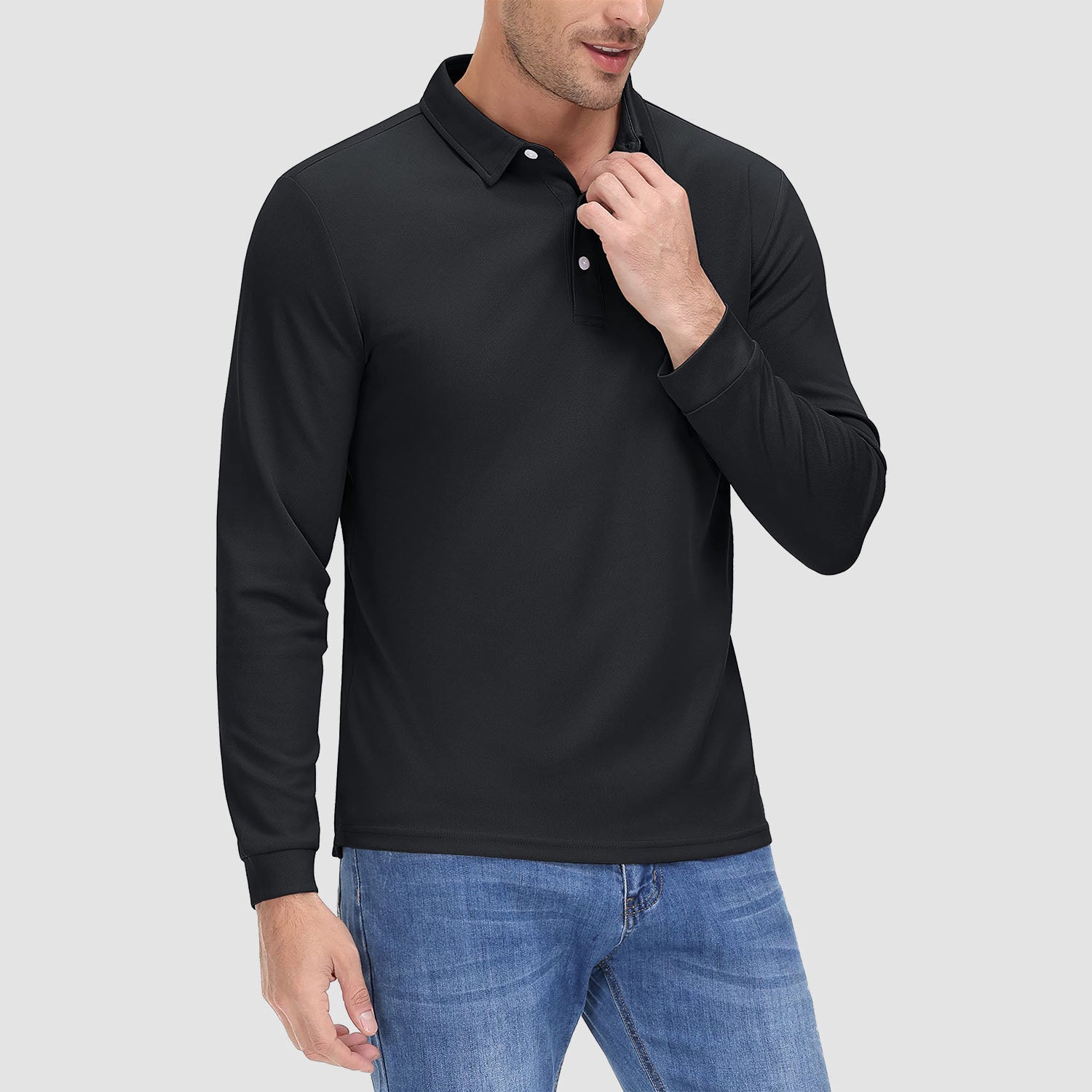 Men's Long Sleeve Quick - Dry Polo Shirt UPF Sun Protection - veyora