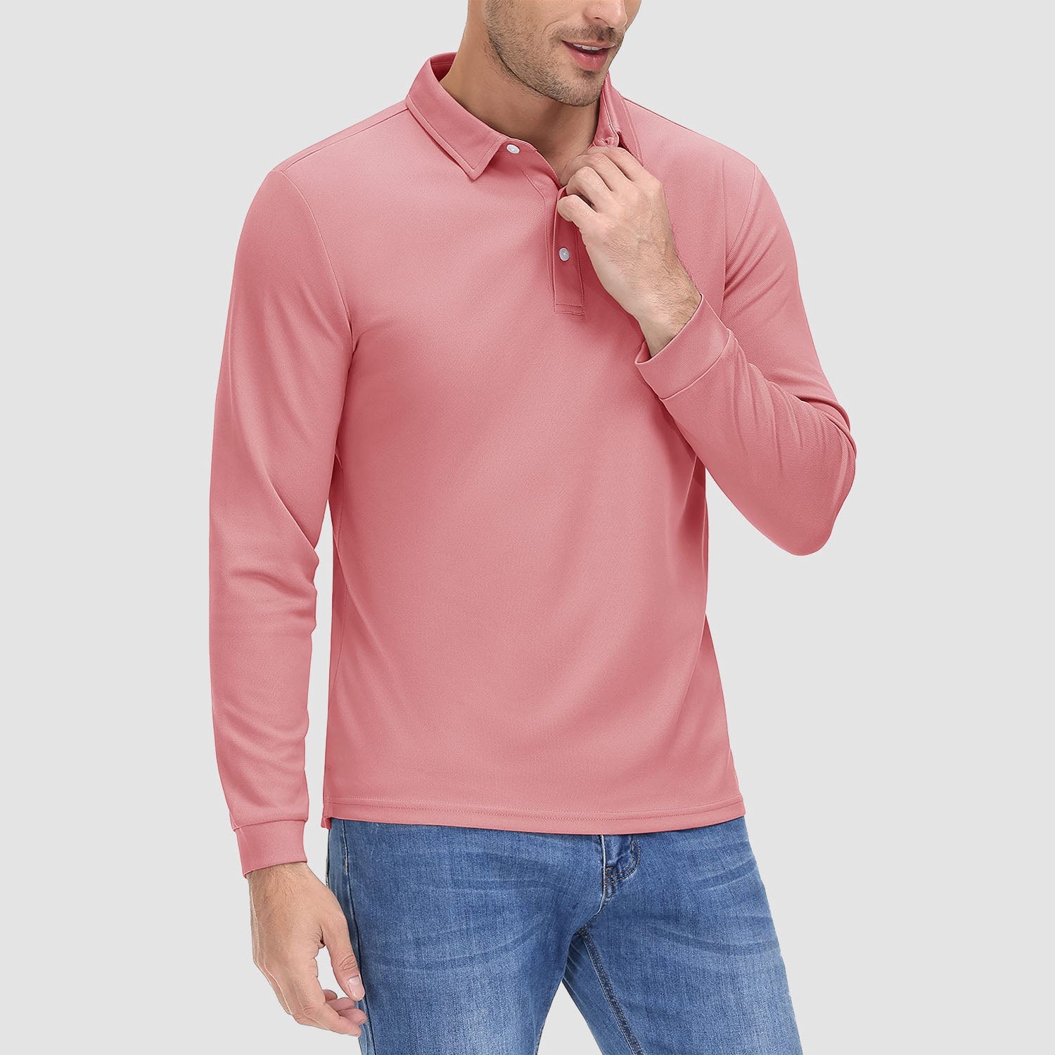 Men's Long Sleeve Quick - Dry Polo Shirt UPF Sun Protection - veyora
