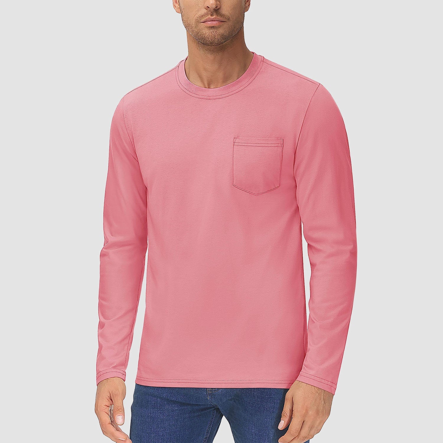 Men's Basic Long Sleeve Shirt Casual Lightweight T-Shirt - veyora