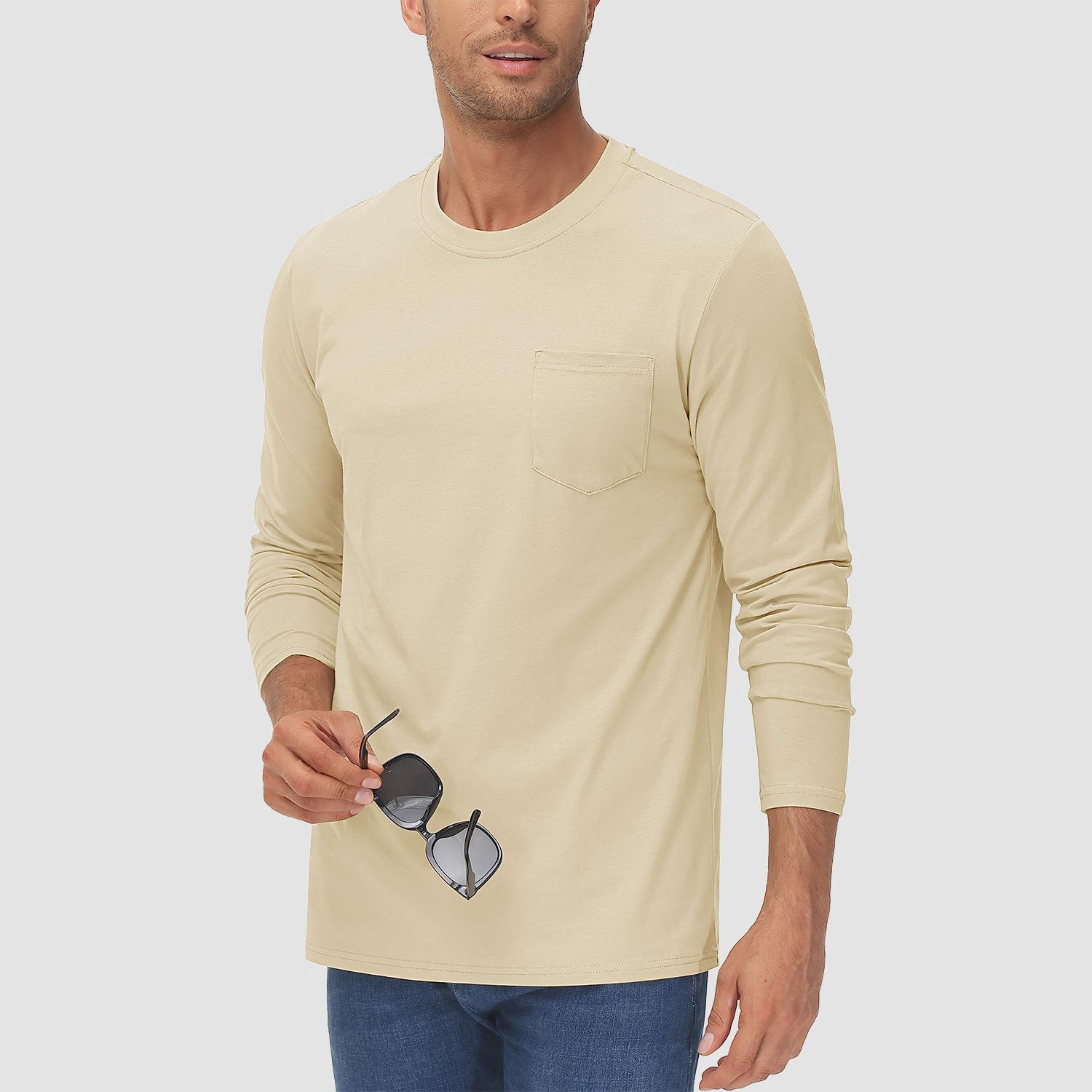 Men's Basic Long Sleeve Shirt Casual Lightweight T-Shirt - veyora